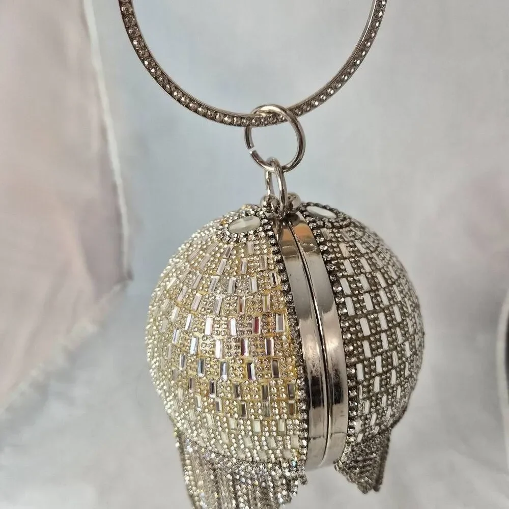 Crystal encrusted ball clutch proms formal